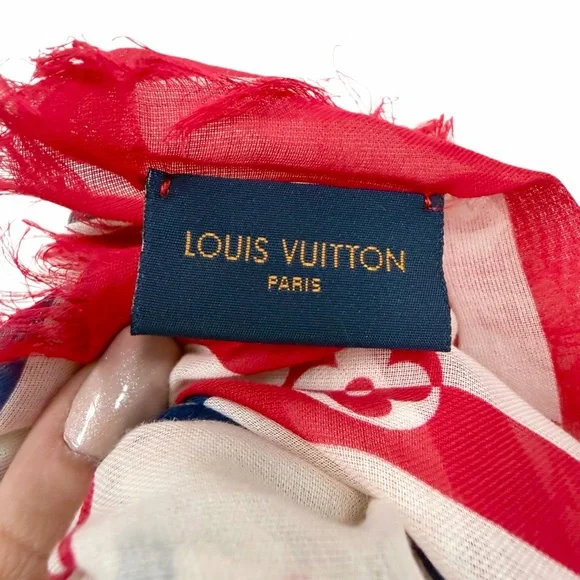 Louis Vuitton LV Escale Striped Red Blue Pareo Shawl M76193 SS20 Limited Edition